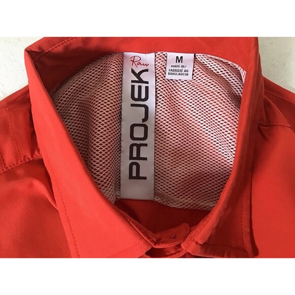 PROJEK RAW Men's Red Tech Design Bottom Up Short Sleeve Stretch Shirt Sz Medium - Picture 7 of 14